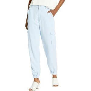 Guess Bowie Cargo Pants Chambray Sz 29 Flowy Lyocell Elastic Leg Minimalist